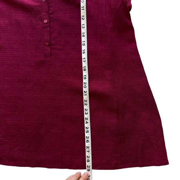 Eileen Fisher L Raspberry Red Linen Blend Short Sleeve Top Wide Leg Pants Set - Picture 11 of 13